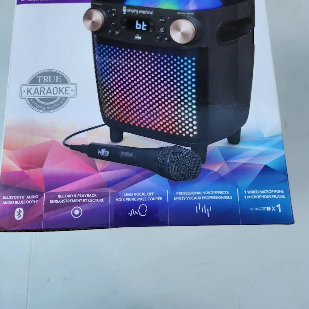 New Karaoke Singing Machine Portable Bluetooth Speaker Microphone Light Show Par - Picture 2 of 16
